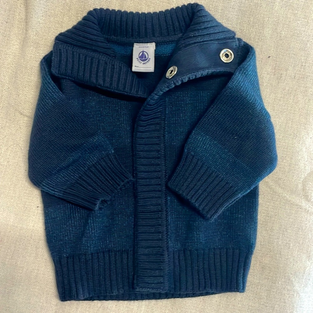 Cardigan Petit Bateau boy girl blue 6months